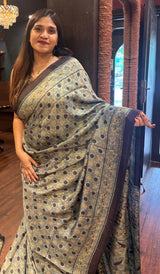 HANDLOOM AJRAK SAREE 220525124