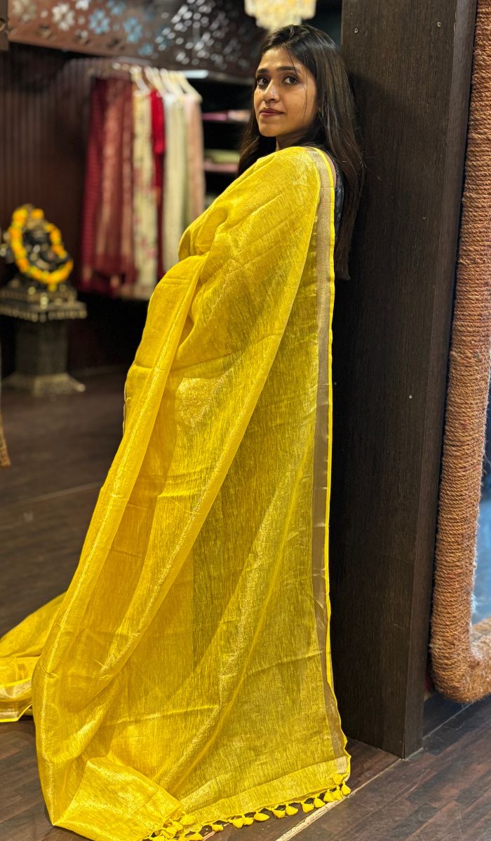 Linen Tissue Silk Saree with Soft Shine and Natural Elegance