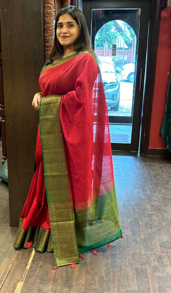 SEMI LINEN SAREE 160724175