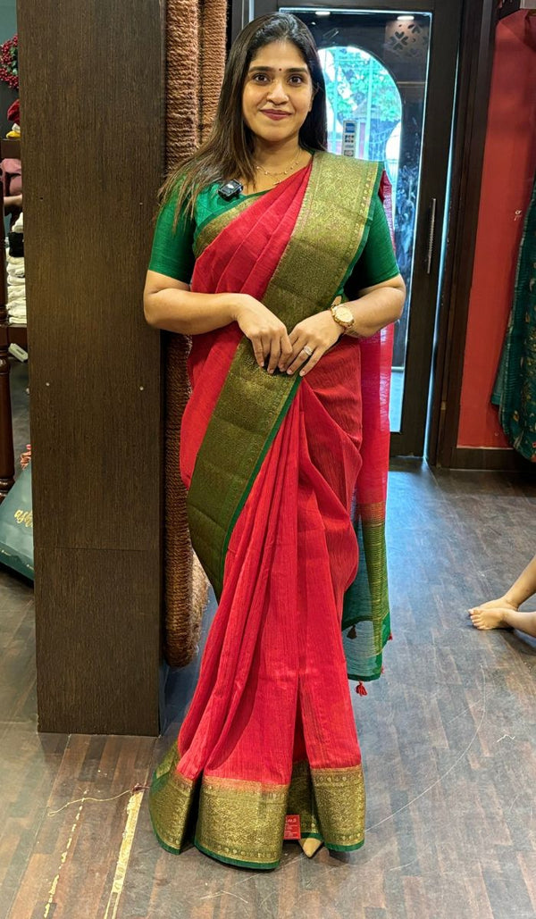 SEMI LINEN SAREE 160724175