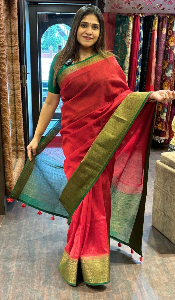 SEMI LINEN SAREE 160724175