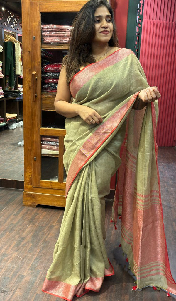 SEMI LINEN SAREE 1806246