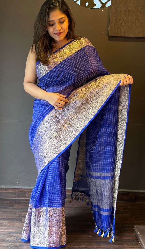 CRUSHED ORGANZA SAREE 1605244