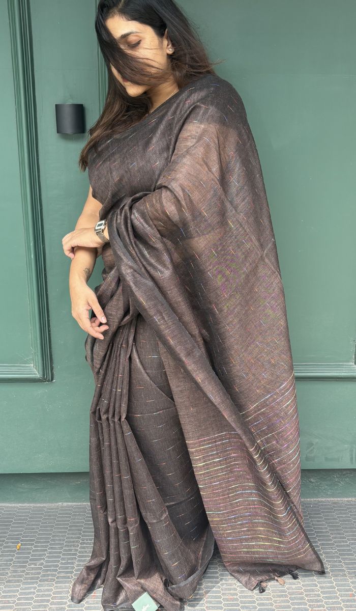 SEMI LINEN SAREE 1806244