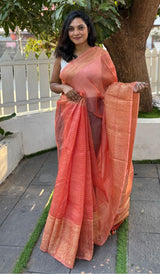 CRUSHED ORGANZA SAREE 28122414