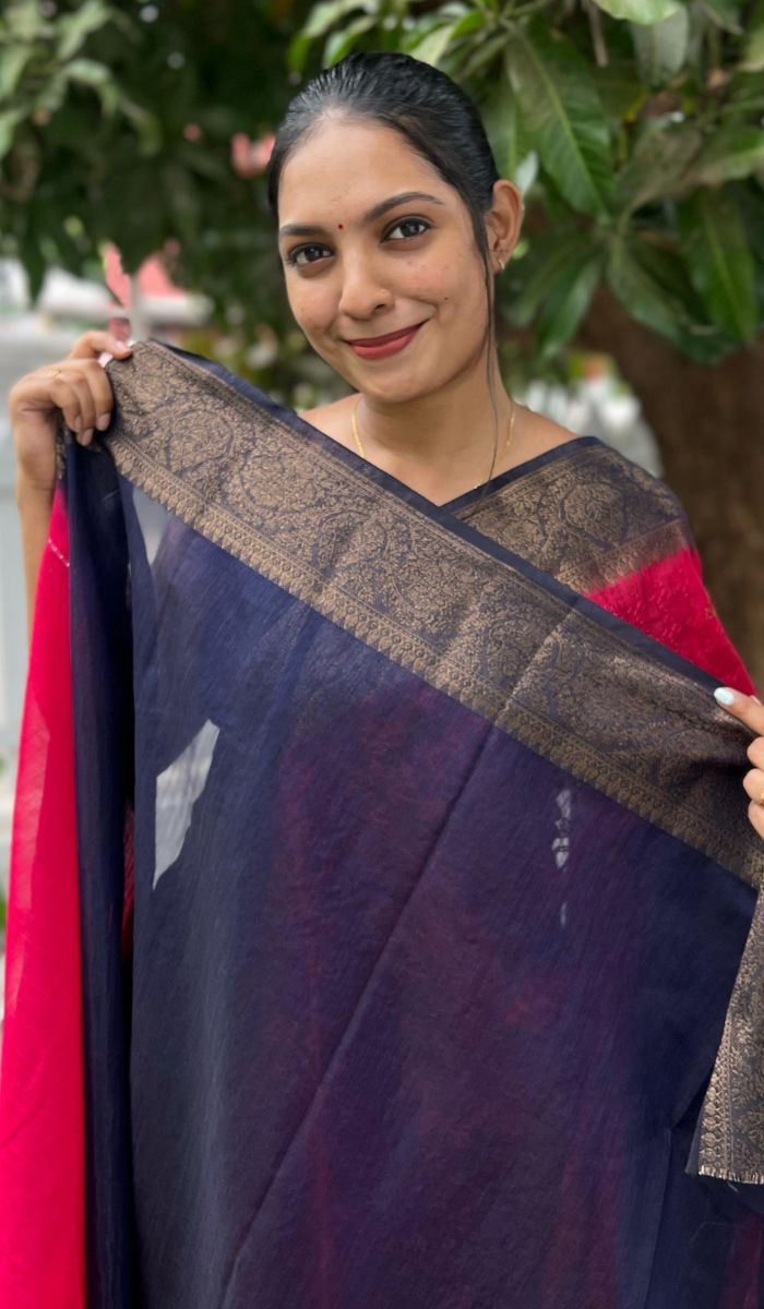 SEMI LINEN SAREE 10112415