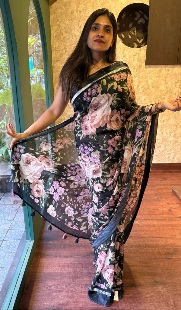 PRINTED GEORGETTE SAREE 27052535
