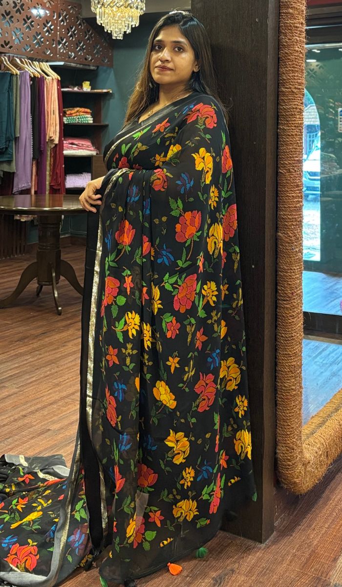 PRINTED GEORGETTE SAREE 27052532