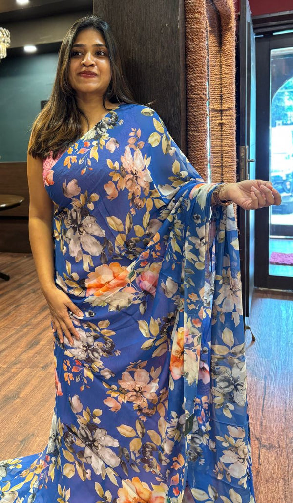 PRINTED GEORGETTE SAREE 1207257