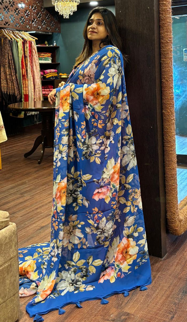 PRINTED GEORGETTE SAREE 1207257