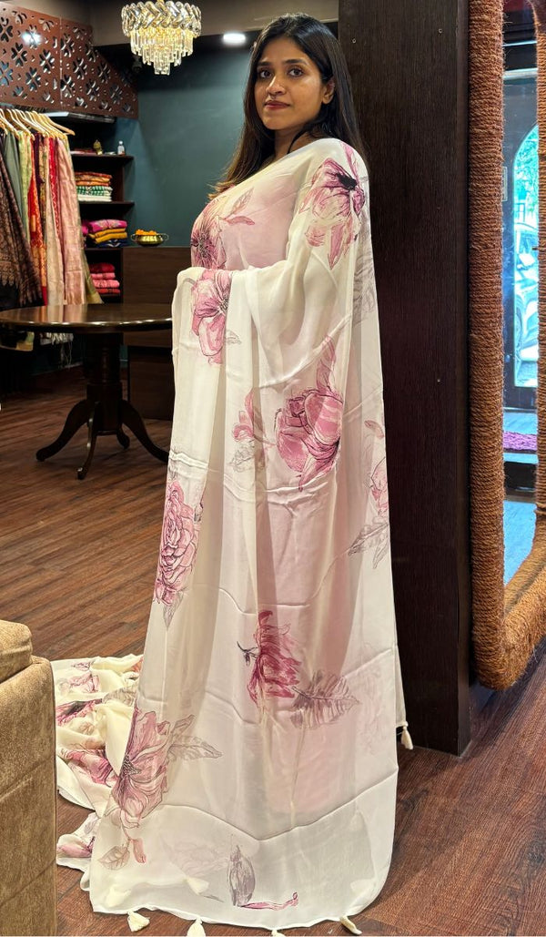 PRINTED GEORGETTE SAREE 1207254
