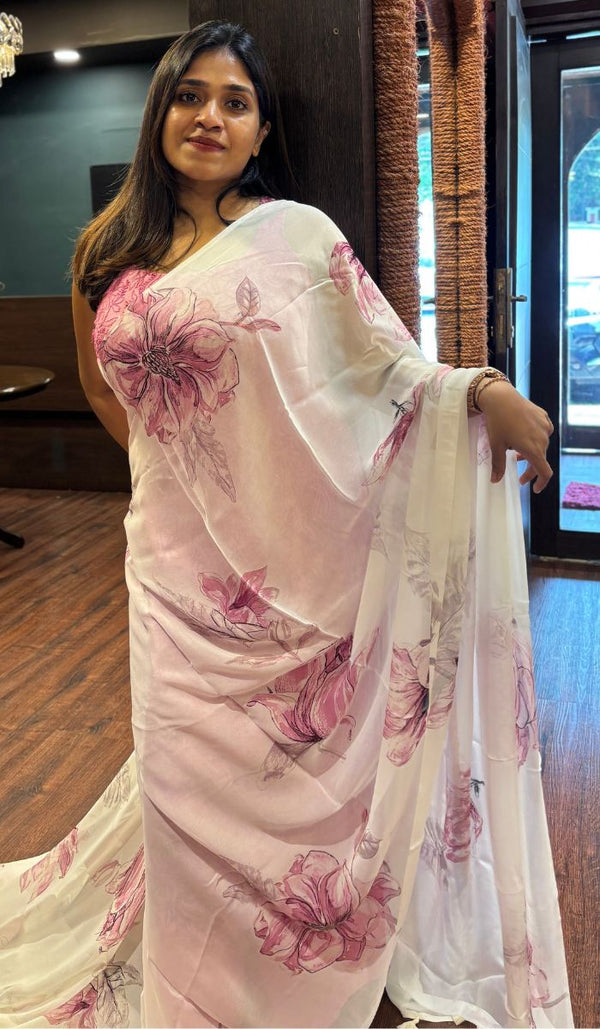 PRINTED GEORGETTE SAREE 1207254