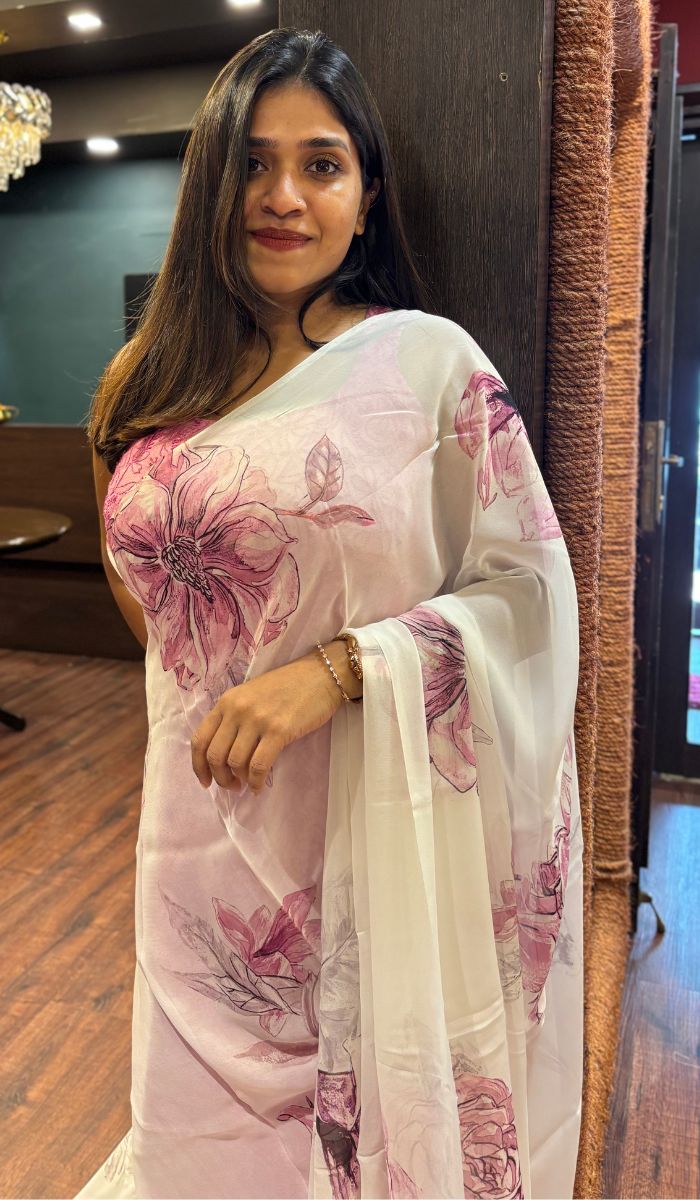 PRINTED GEORGETTE SAREE 1207254