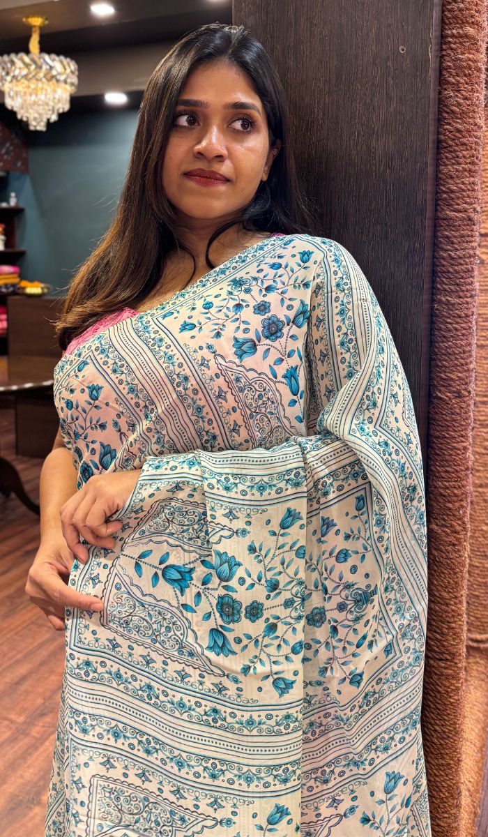 PRINTED GEORGETTE SAREE 1207253