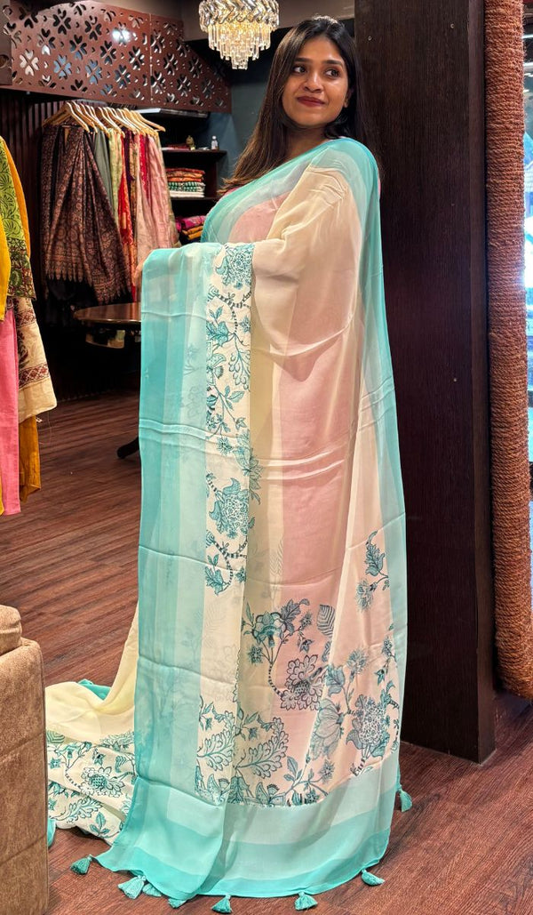 PRINTED GEORGETTE SAREE 1207255