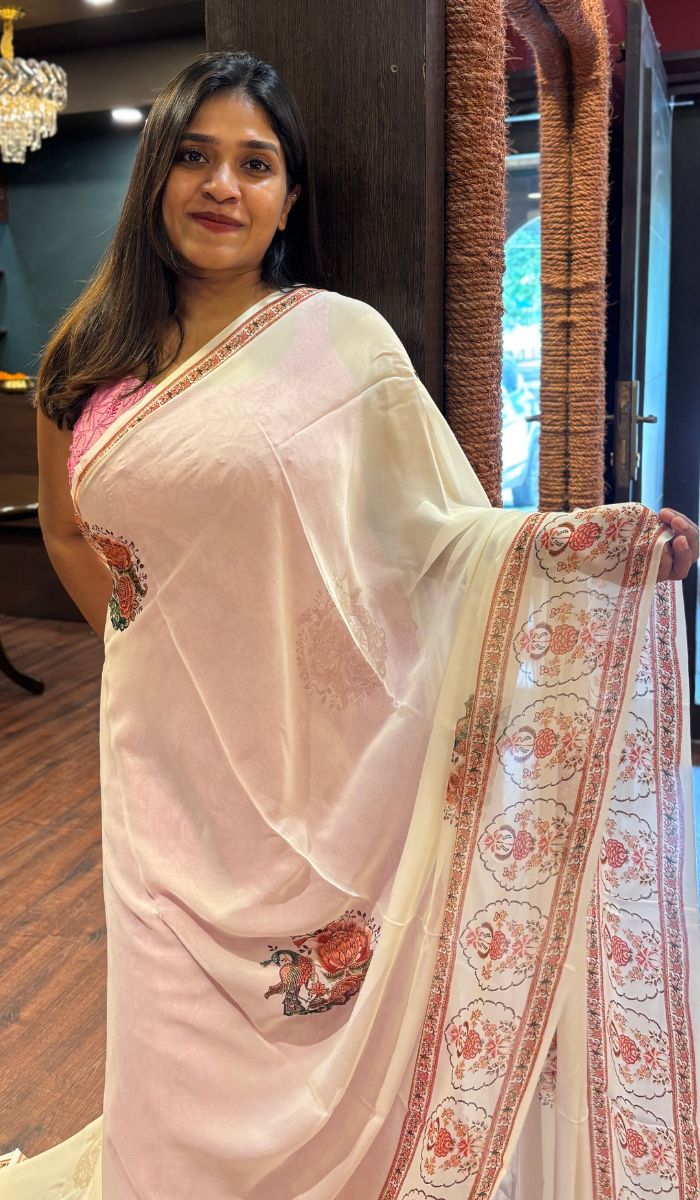 PRINTED GEORGETTE SAREE 1207256
