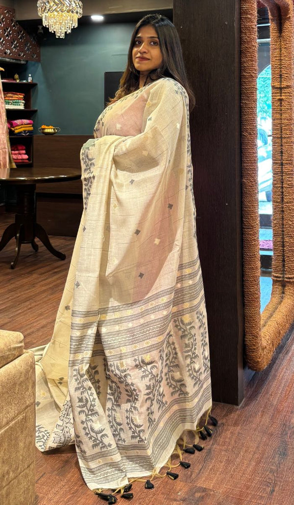 SEMI LINEN SAREE 11072529