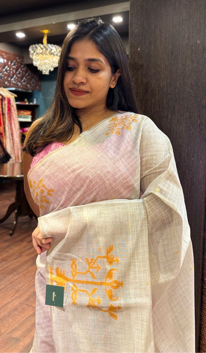 SEMI LINEN SAREE 11072532