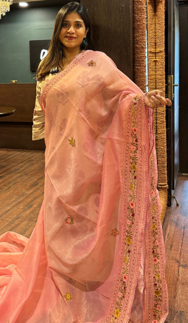 TISSUE ORGANZA SAREE 10072561
