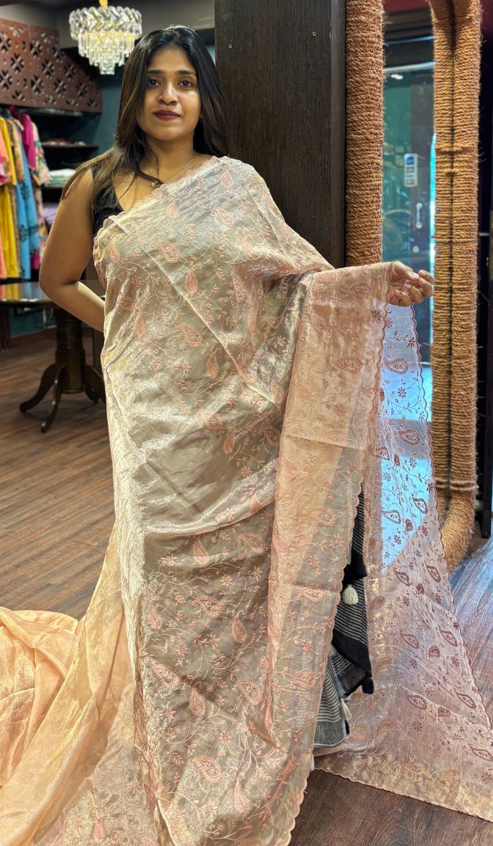 TISSUE ORGANZA SAREE 12092552