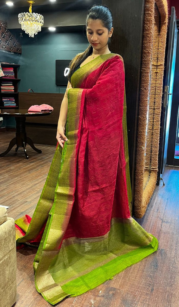 SEMI LINEN SAREE 15092514