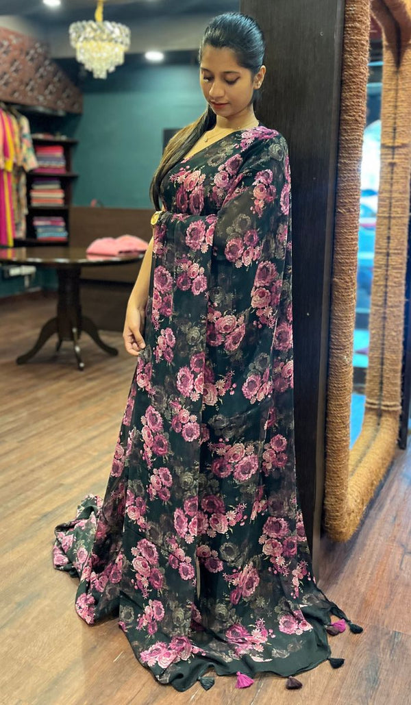 PRINTED GEORGETTE SAREE 1706253