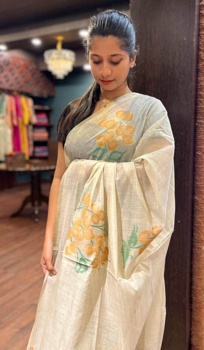 SEMI LINEN SAREE 2009254
