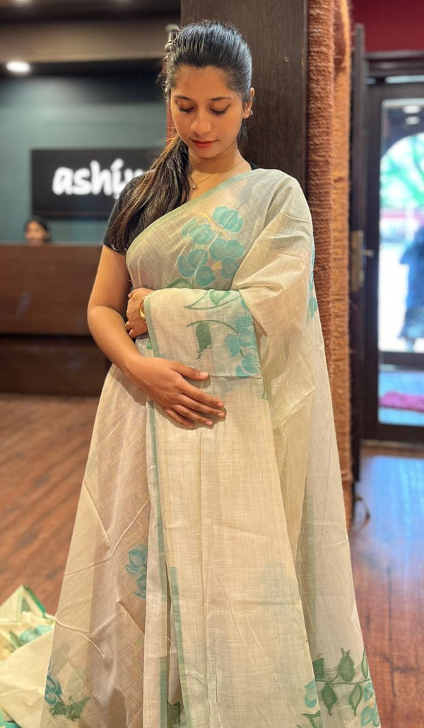 SEMI LINEN SAREE 2009255
