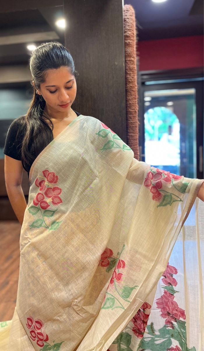 SEMI LINEN SAREE 2009256