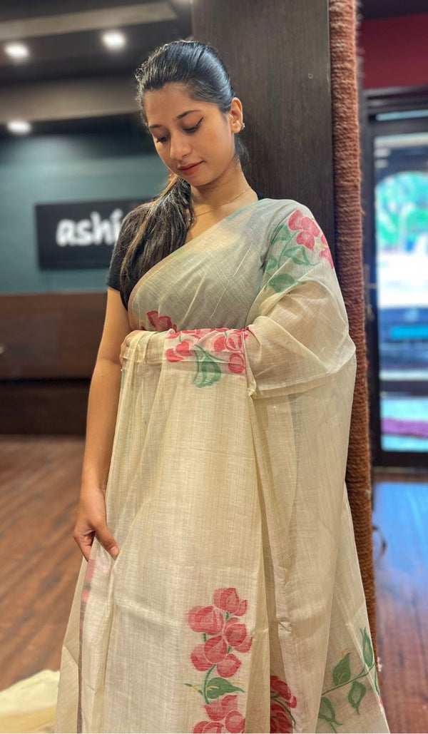 SEMI LINEN SAREE 2009256