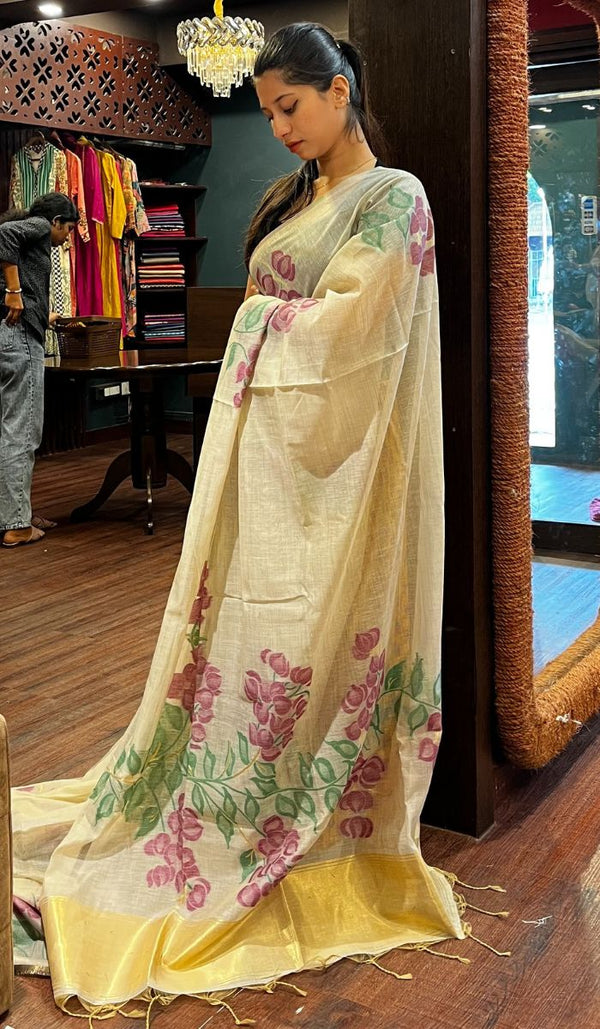 SEMI LINEN SAREE 2009258