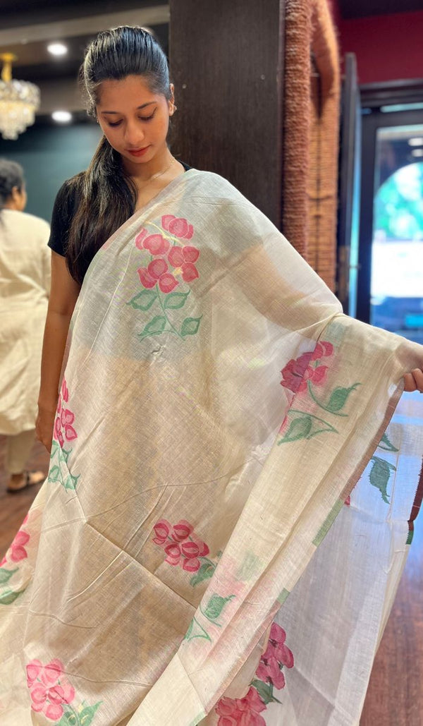 SEMI LINEN SAREE 2009257