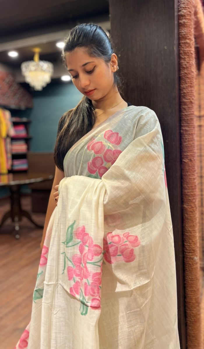 SEMI LINEN SAREE 2009257