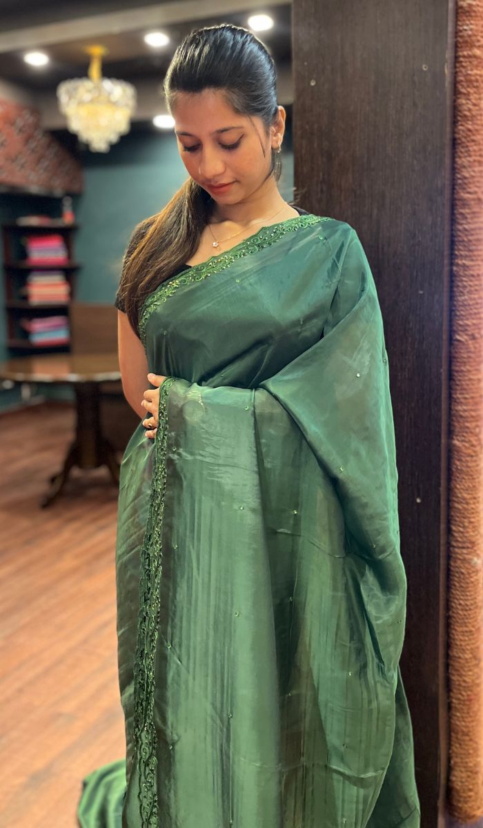 SATIN CREPE SAREE 26092525