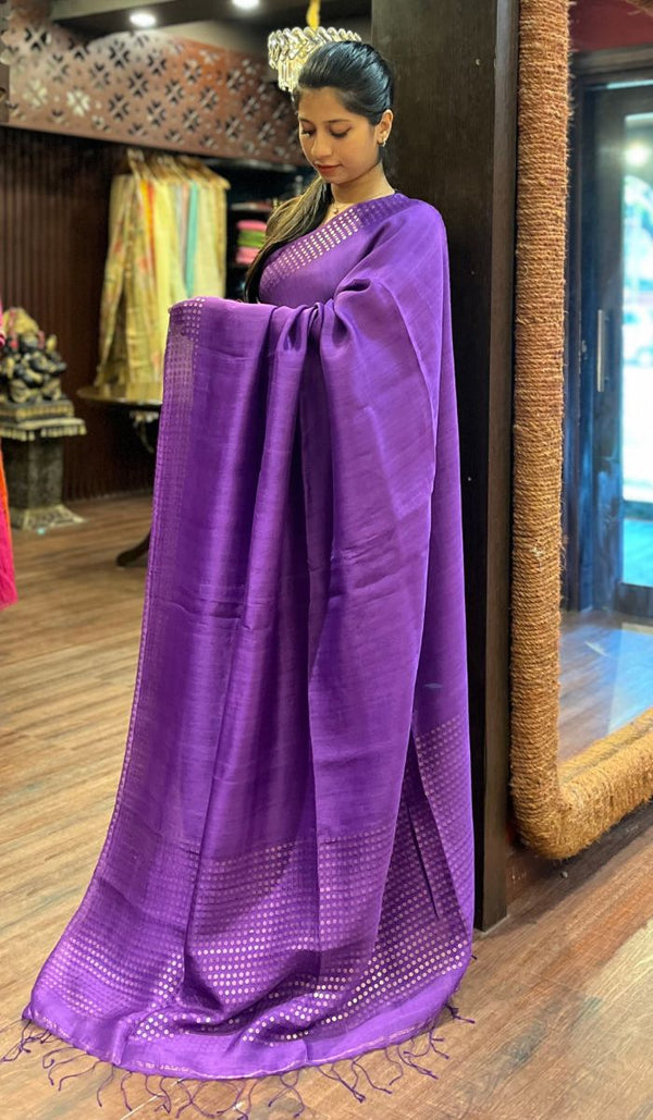 MUSLIN TUSSAR SAREE 11092541