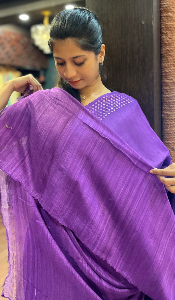 MUSLIN TUSSAR SAREE 11092541