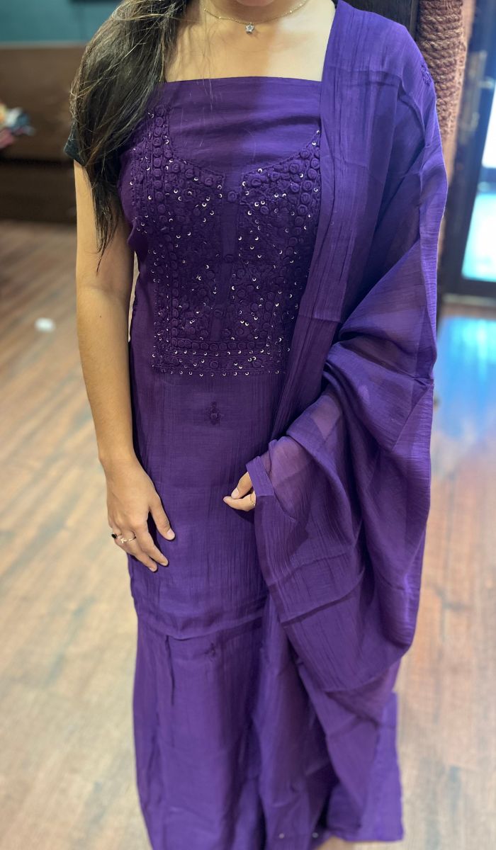 CHIKANKARI UNSTITCHED SALWAR 2111254