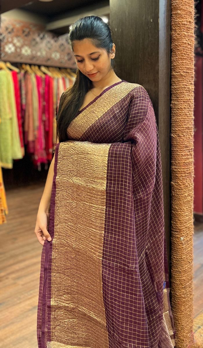 CRUSHED ORGANZA SAREE 2011252