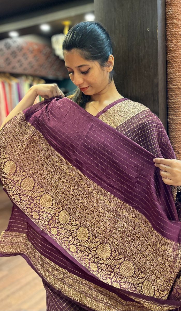 CRUSHED ORGANZA SAREE 2011252