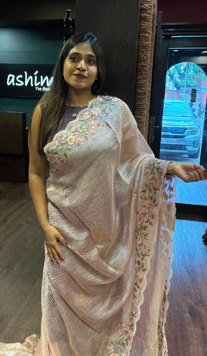 CRUSHED TISSUE SAREE 22052539