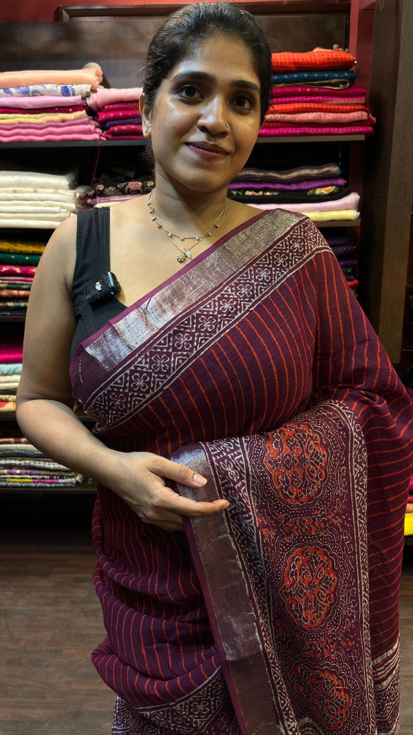 SEMI LINEN SAREE 19112422