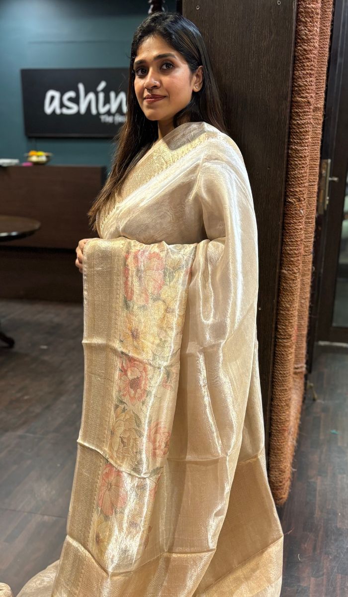 TISSUE LINEN SAREE 08012511