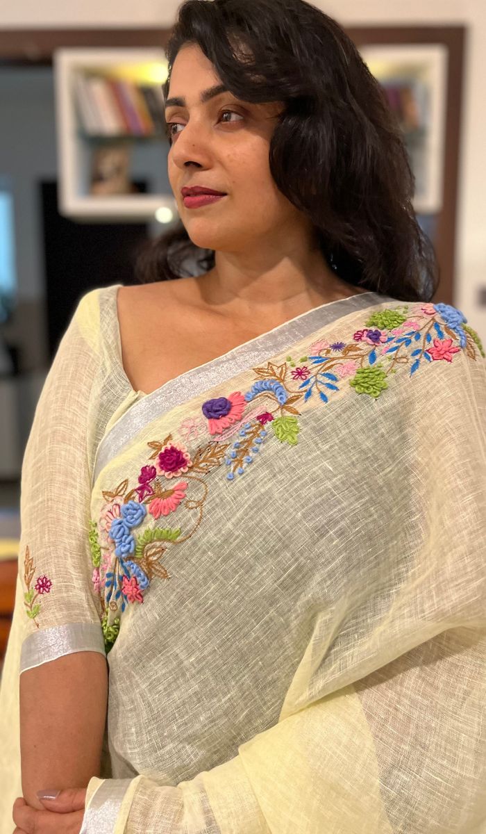 LINEN SILK SAREE 3006232 – Ashima Fashion Store